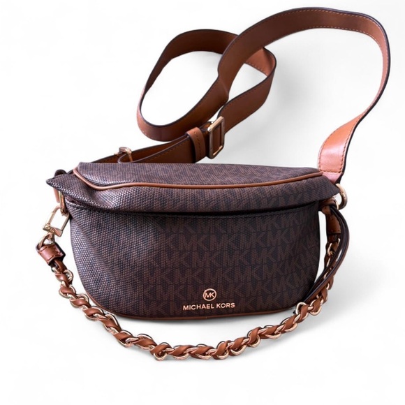 Michael Kors Chocolate Brown Chain Strap Bag - Picture 1 of 4